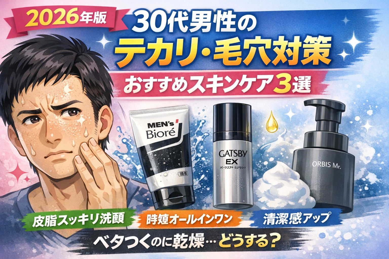 30代男性の テカリ・毛穴対策 ベタつくのに乾燥する人へ