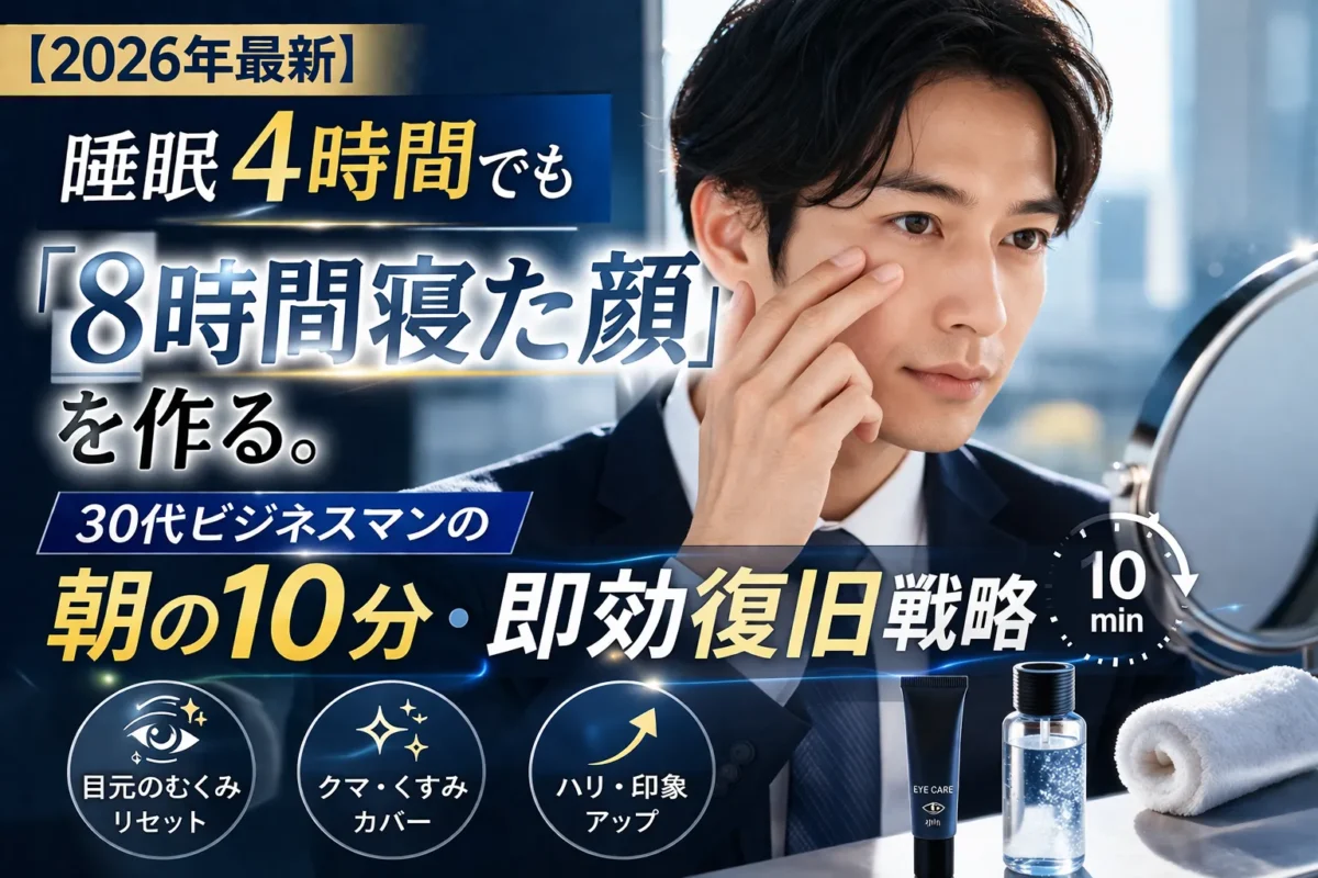 30代男性が睡眠不足の朝に10分で疲れ顔を解消する即効スキンケアの比較図解